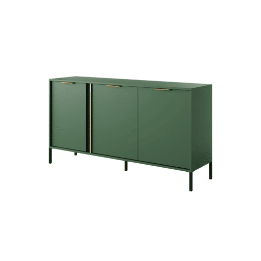Cómoda LARS 153 3D2S design moderno e acabamento de alta qualidade 154x40x82 cm Verde e dourado