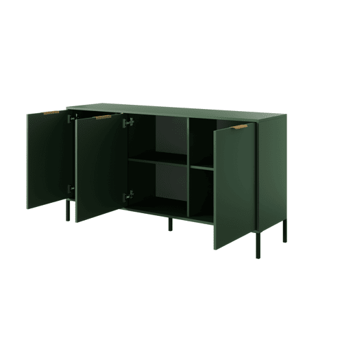 Cómoda LARS 153 3D2S design moderno e acabamento de alta qualidade 154x40x82 cm Verde e dourado