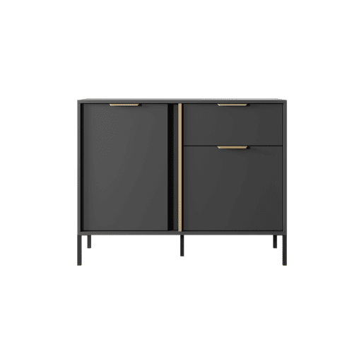 Cómoda LARS 2DS design moderno e acabamento de alta qualidade 104x40x82 cm Preto e dourado