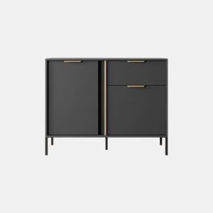 Cómoda LARS 2DS design moderno e acabamento de alta qualidade 104x40x82 cm Preto e dourado