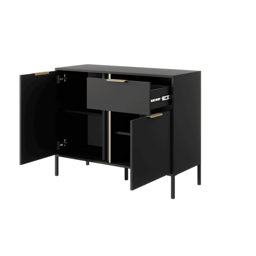 Cómoda LARS 2DS design moderno e acabamento de alta qualidade 104x40x82 cm Preto e dourado