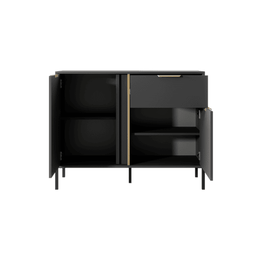Cómoda LARS 2DS design moderno e acabamento de alta qualidade 104x40x82 cm Preto e dourado