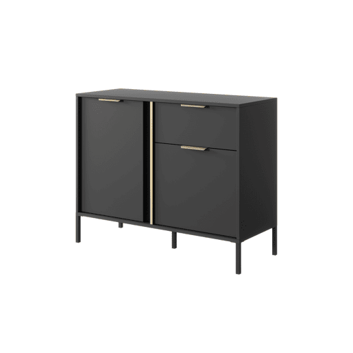 Cómoda LARS 2DS design moderno e acabamento de alta qualidade 104x40x82 cm Preto e dourado