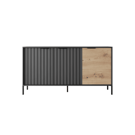 Cómoda RAVE 153 3DB design moderno e acabamento de alta qualidade 154x40x82 cm Madeira e Preto