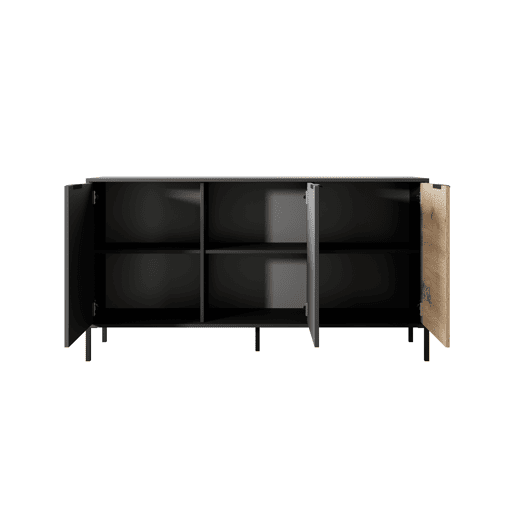 Cómoda RAVE 153 3DB design moderno e acabamento de alta qualidade 154x40x82 cm Madeira e Preto