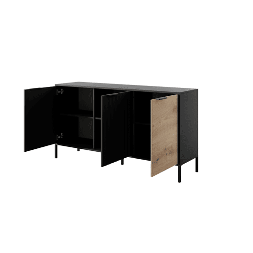 Cómoda RAVE 153 3DB design moderno e acabamento de alta qualidade 154x40x82 cm Madeira e Preto