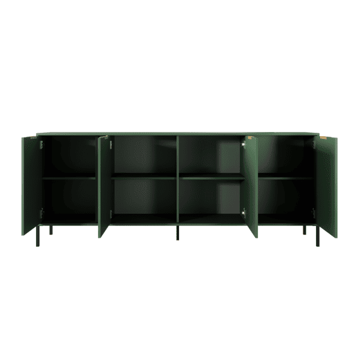 Cómoda LARS 4D design moderno e acabamento de alta qualidade 203x40x82 cm Verde e dourado