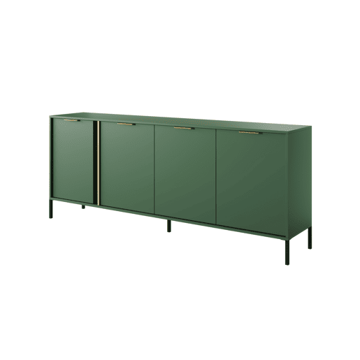 Cómoda LARS 4D design moderno e acabamento de alta qualidade 203x40x82 cm Verde e dourado
