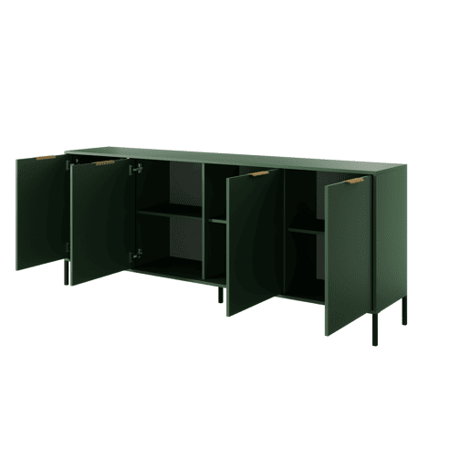 Cómoda LARS 4D design moderno e acabamento de alta qualidade 203x40x82 cm Verde e dourado