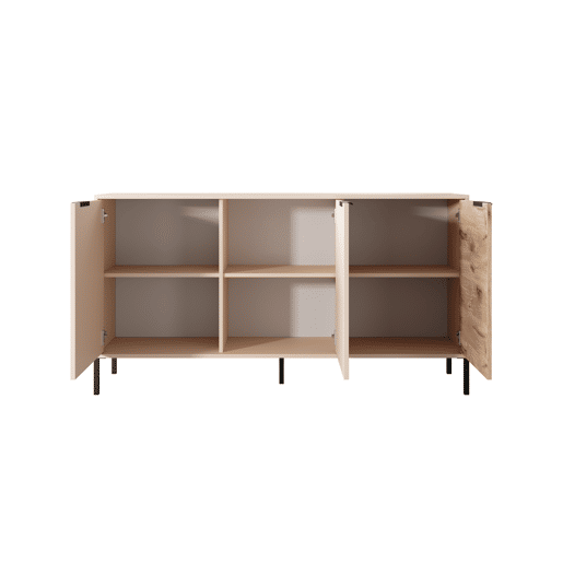 Cómoda RAVE 153 3DB design moderno e acabamento de alta qualidade 154x40x82 cm Madeira e Bege