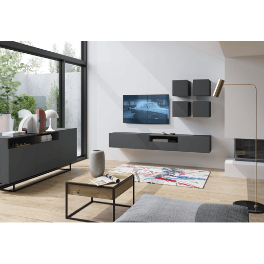 Cómoda ENJOY EK180 moderna e funcional 180x37x82 cm Cinzento escuro
