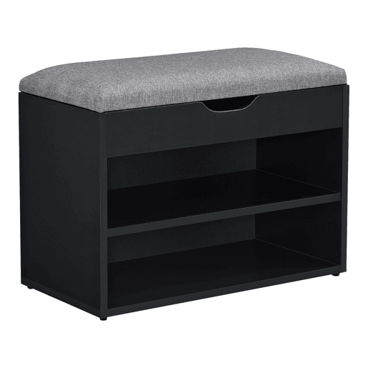 Banco de sapatos Gentofte 46 x 60 x 30 cm para 4 pares Aglomerado preto e cinzento en.casa.