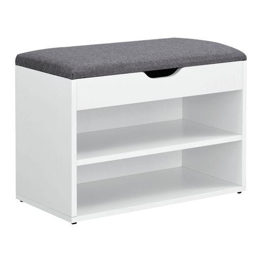 Banco de sapatos Gentofte 46 x 60 x 30 cm para 4 pares em aglomerado branco e cinzento en.casa.