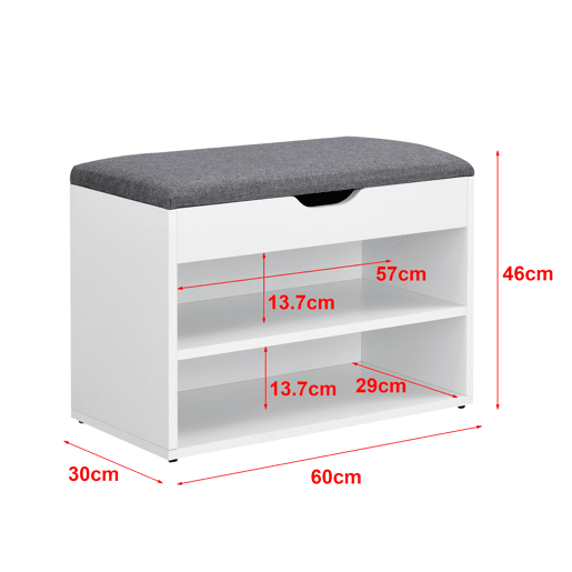 Banco de sapatos Gentofte 46 x 60 x 30 cm para 4 pares em aglomerado branco e cinzento en.casa.