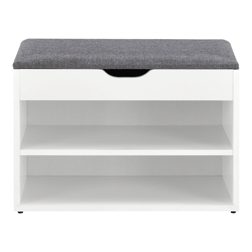 Banco de sapatos Gentofte 46 x 60 x 30 cm para 4 pares em aglomerado branco e cinzento en.casa.