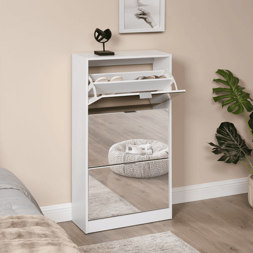 Sapateira Kragerø 3 compartimentos máx. 18 pares aglomerado 115 x 60 x 24 cm branco en.casa.