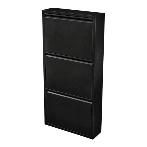 Sapateira Sokndal com 3 portas metálicas com dobradiças 104 x 50 x 15 cm preto en.casa.