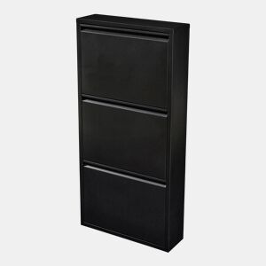 Sapateira Sokndal com 3 portas metálicas com dobradiças 104 x 50 x 15 cm preto en.casa.