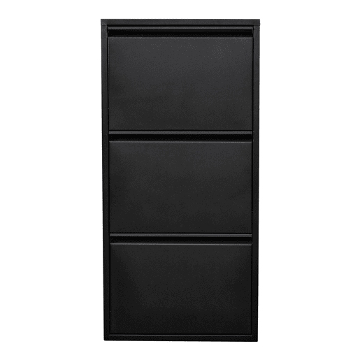 Sapateira Sokndal com 3 portas metálicas com dobradiças 104 x 50 x 15 cm preto en.casa.