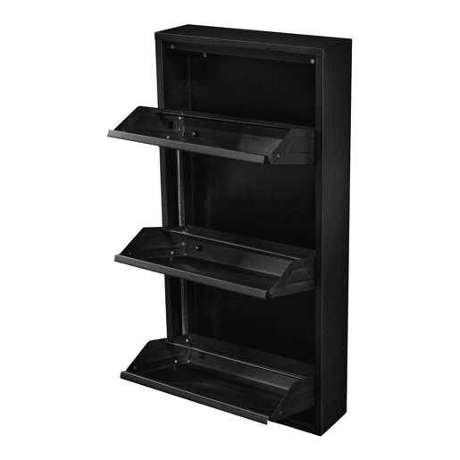 Sapateira Sokndal com 3 portas metálicas com dobradiças 104 x 50 x 15 cm preto en.casa.