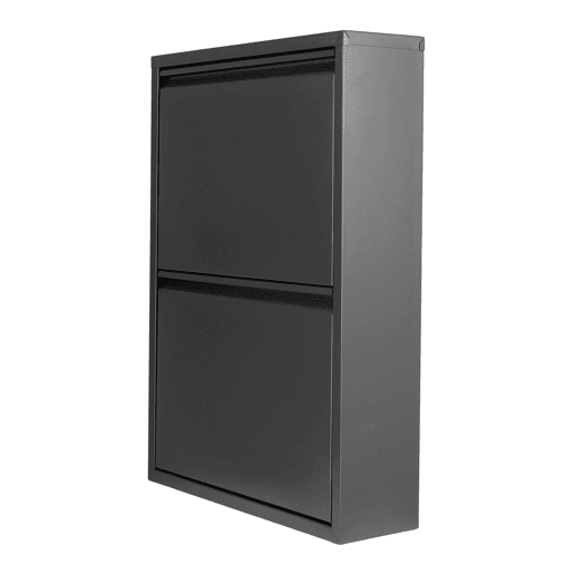 Sapateira Sokndal com 2 portas metálicas com dobradiças 71 x 50 x 15 cm cinzento en.casa