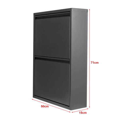 Sapateira Sokndal com 2 portas metálicas com dobradiças 71 x 50 x 15 cm cinzento en.casa