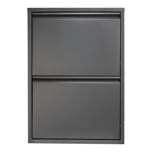 Sapateira Sokndal com 2 portas metálicas com dobradiças 71 x 50 x 15 cm cinzento en.casa