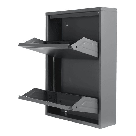 Sapateira Sokndal com 2 portas metálicas com dobradiças 71 x 50 x 15 cm cinzento en.casa
