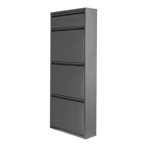 Sapateira Sokndal com 3 + 1 portas metálicas com dobradiças 118 x 50 x 15 cm cinzento en.casa