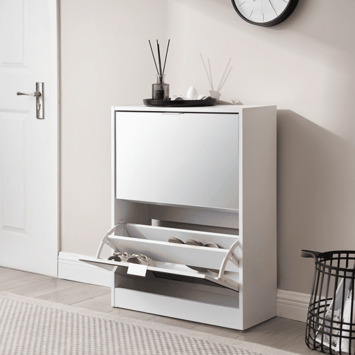 Sapateira Kragerø 2 compartimentos máx. 12 pares aglomerado 80 x 60 x 24 cm branco en.casa