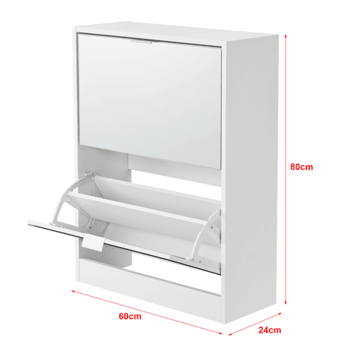 Sapateira Kragerø 2 compartimentos máx. 12 pares aglomerado 80 x 60 x 24 cm branco en.casa