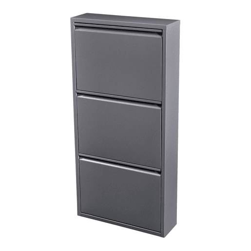 Sapateira Sokndal com 3 portas metálicas com dobradiças 104 x 50 x 15 cm cinzento en.casa.