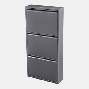 Sapateira Sokndal com 3 portas metálicas com dobradiças 104 x 50 x 15 cm cinzento en.casa.