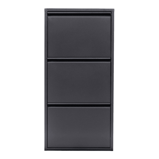 Sapateira Sokndal com 3 portas metálicas com dobradiças 104 x 50 x 15 cm cinzento en.casa.