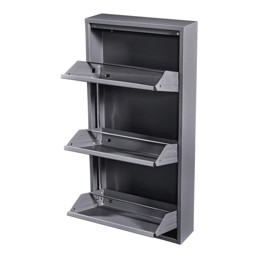 Sapateira Sokndal com 3 portas metálicas com dobradiças 104 x 50 x 15 cm cinzento en.casa.