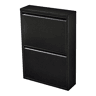 Sapateira Sokndal com 2 portas metálicas com dobradiças 71 x 50 x 15 cm preto en.casa