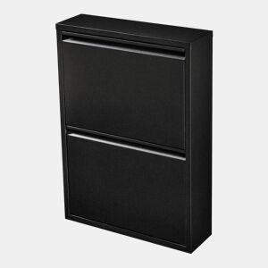 Sapateira Sokndal com 2 portas metálicas com dobradiças 71 x 50 x 15 cm preto en.casa