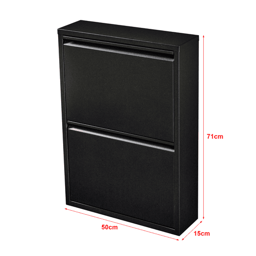 Sapateira Sokndal com 2 portas metálicas com dobradiças 71 x 50 x 15 cm preto en.casa
