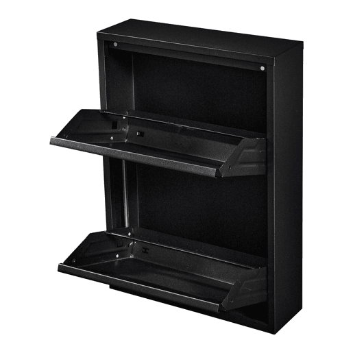 Sapateira Sokndal com 2 portas metálicas com dobradiças 71 x 50 x 15 cm preto en.casa