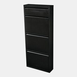Sapateira Sokndal com 3 + 1 portas metálicas com dobradiças 118 x 50 x 15 cm preto en.casa
