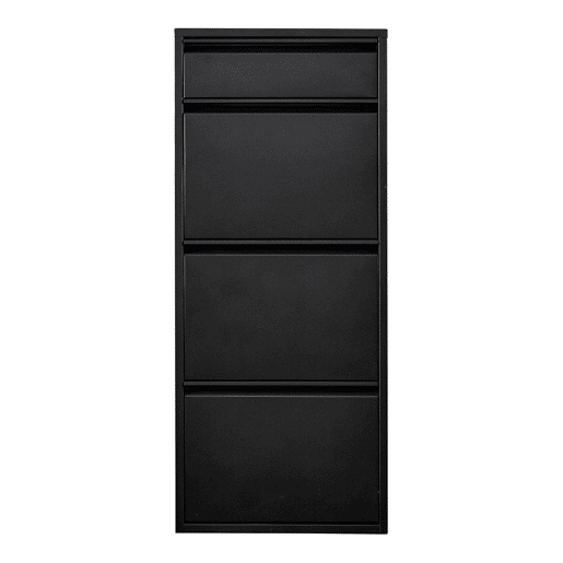 Sapateira Sokndal com 3 + 1 portas metálicas com dobradiças 118 x 50 x 15 cm preto en.casa