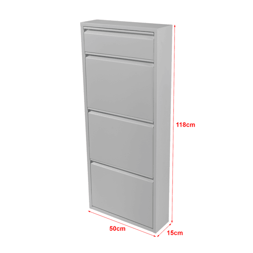 Sapateira Sokndal com 3 + 1 portas metálicas com dobradiças 118 x 50 x 15 cm branco en.casa
