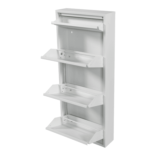 Sapateira Sokndal com 3 + 1 portas metálicas com dobradiças 118 x 50 x 15 cm branco en.casa