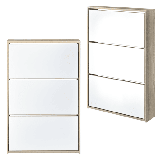 Sapateira com espelho Lund 9 pares de sapatos Aglomerado 103 x 63 x 17 cm Carvalho en.casa