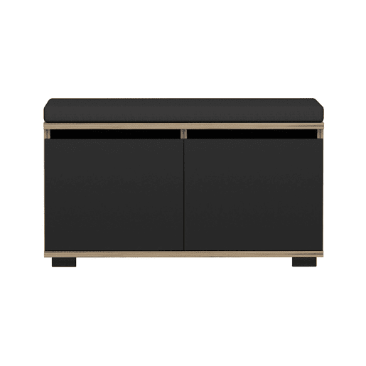 Sapateira Brande estofada em aglomeradotêxtil 42 x 80 x 35 cm carvalho  preto en.casa.