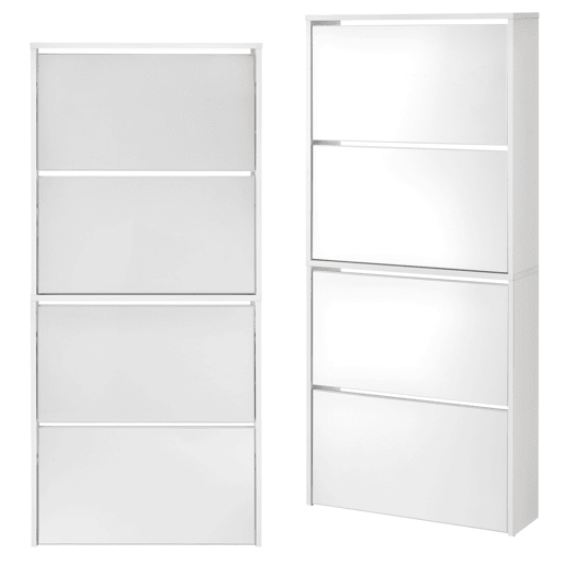 Sapateira Vogar com espelho para 12 pares de sapatos em aglomerado 134 x 63 x 17cm Branco en.casa
