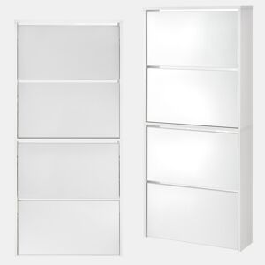 Sapateira Vogar com espelho para 12 pares de sapatos em aglomerado 134 x 63 x 17cm Branco en.casa