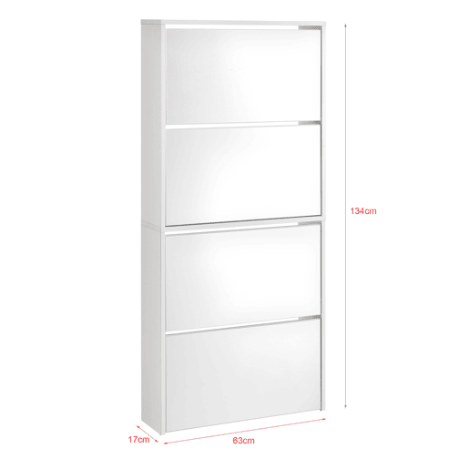 Sapateira Vogar com espelho para 12 pares de sapatos em aglomerado 134 x 63 x 17cm Branco en.casa