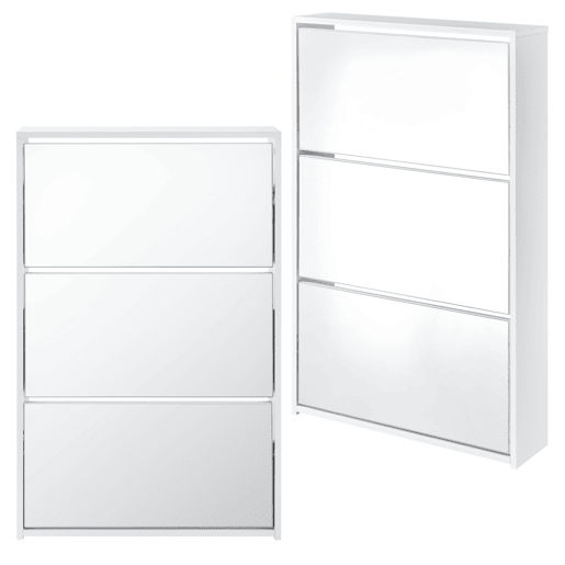 Vogar Sapateira com espelho para 9 pares de sapatos em aglomerado 103 x 63 x 17cm Branco en.casa