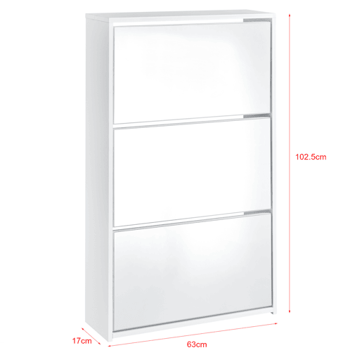 Vogar Sapateira com espelho para 9 pares de sapatos em aglomerado 103 x 63 x 17cm Branco en.casa